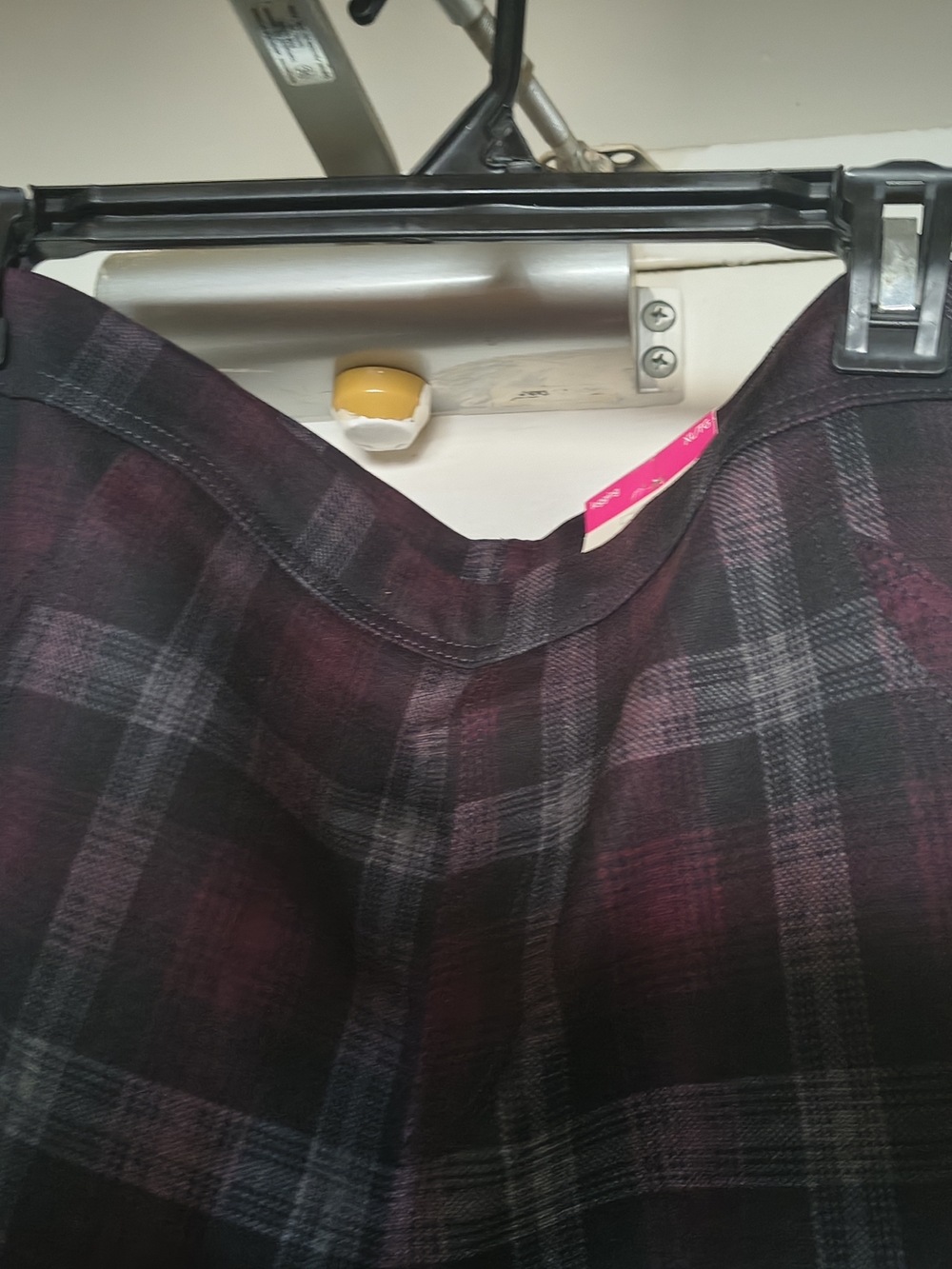 Plaid George Full Length Leggings in Dark Plum and Charcoal XL